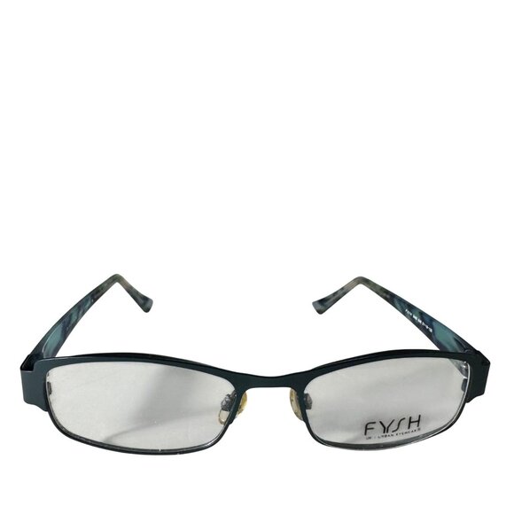 Fysh Urban Eyewear Eyeglasses 51-18-135 3480 Aqua/Blue Rectangle Frames Only UK - Picture 1 of 12